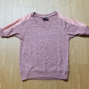 ❤5 for $25❤ Eye candy pink half lace sleeve sweater top